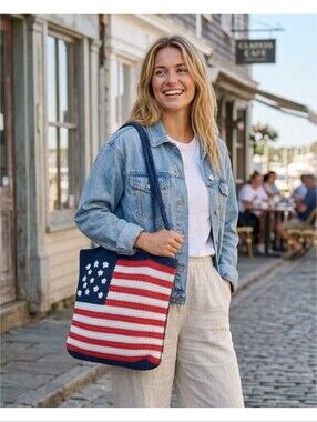 Chateau American Flag Crochet Handbag Navy